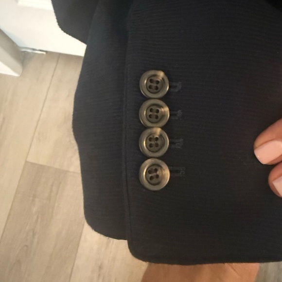 Ann Taylor Navy Blue Ribbed Cotton Blazer Jacket - Picture 4 of 5